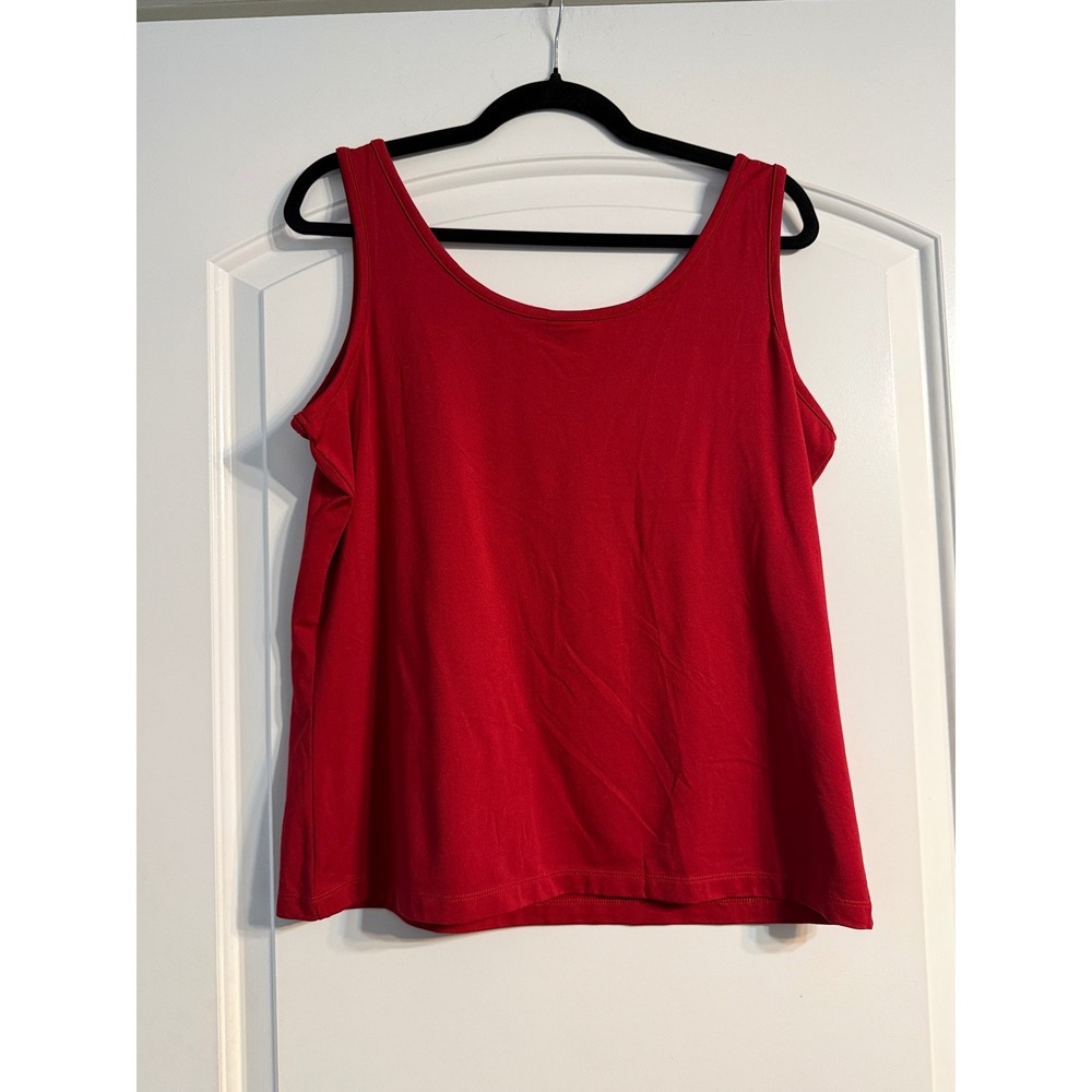 INC Tank Top Women 1X Circus Red New Scoop Neck Stretch Sleeveless - Picture 4 of 6
